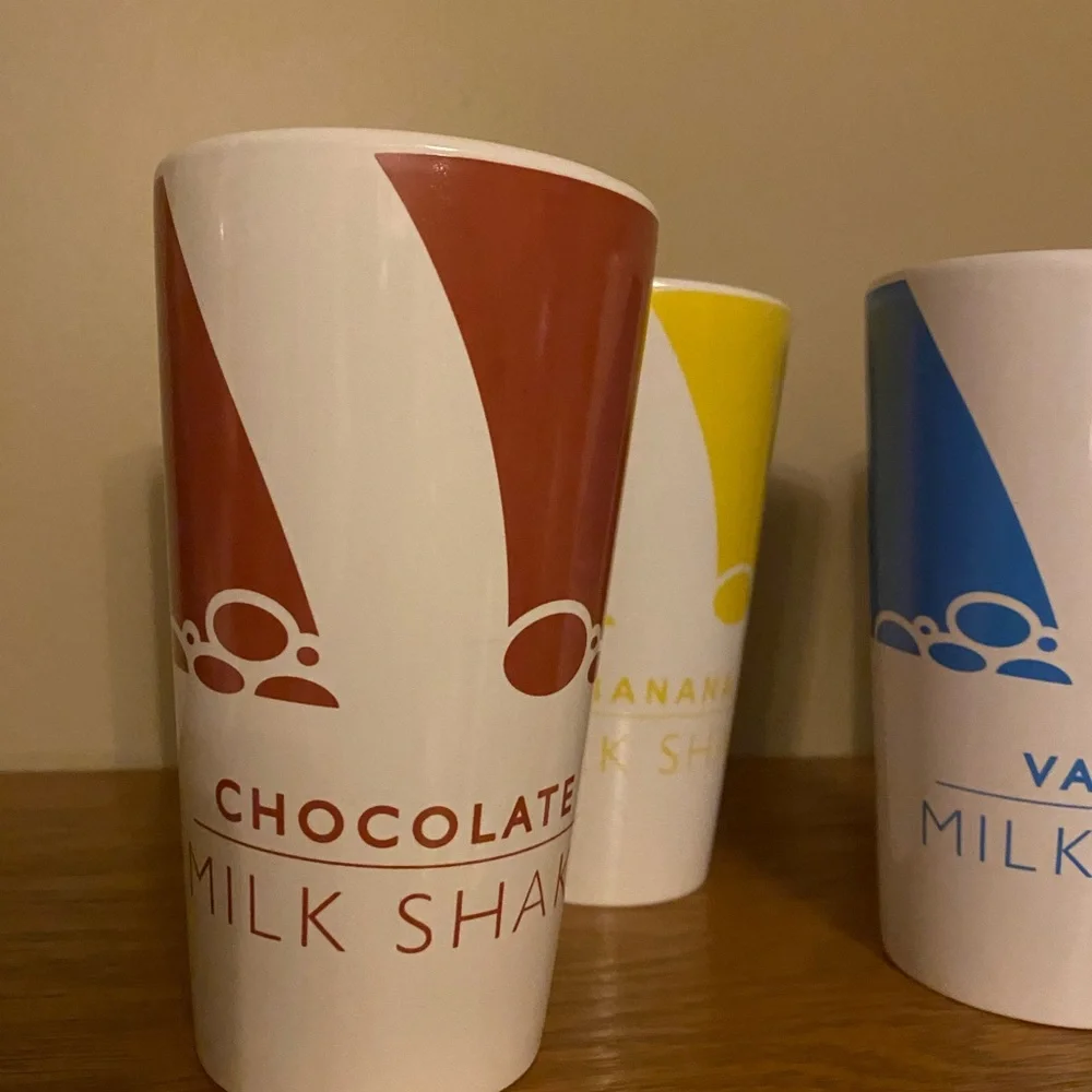 Colorful Milkshake Tumblers Set of 4 Ceramic Retro Summer Ice Cream Social
